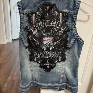 Harley Davidson blue jean vest